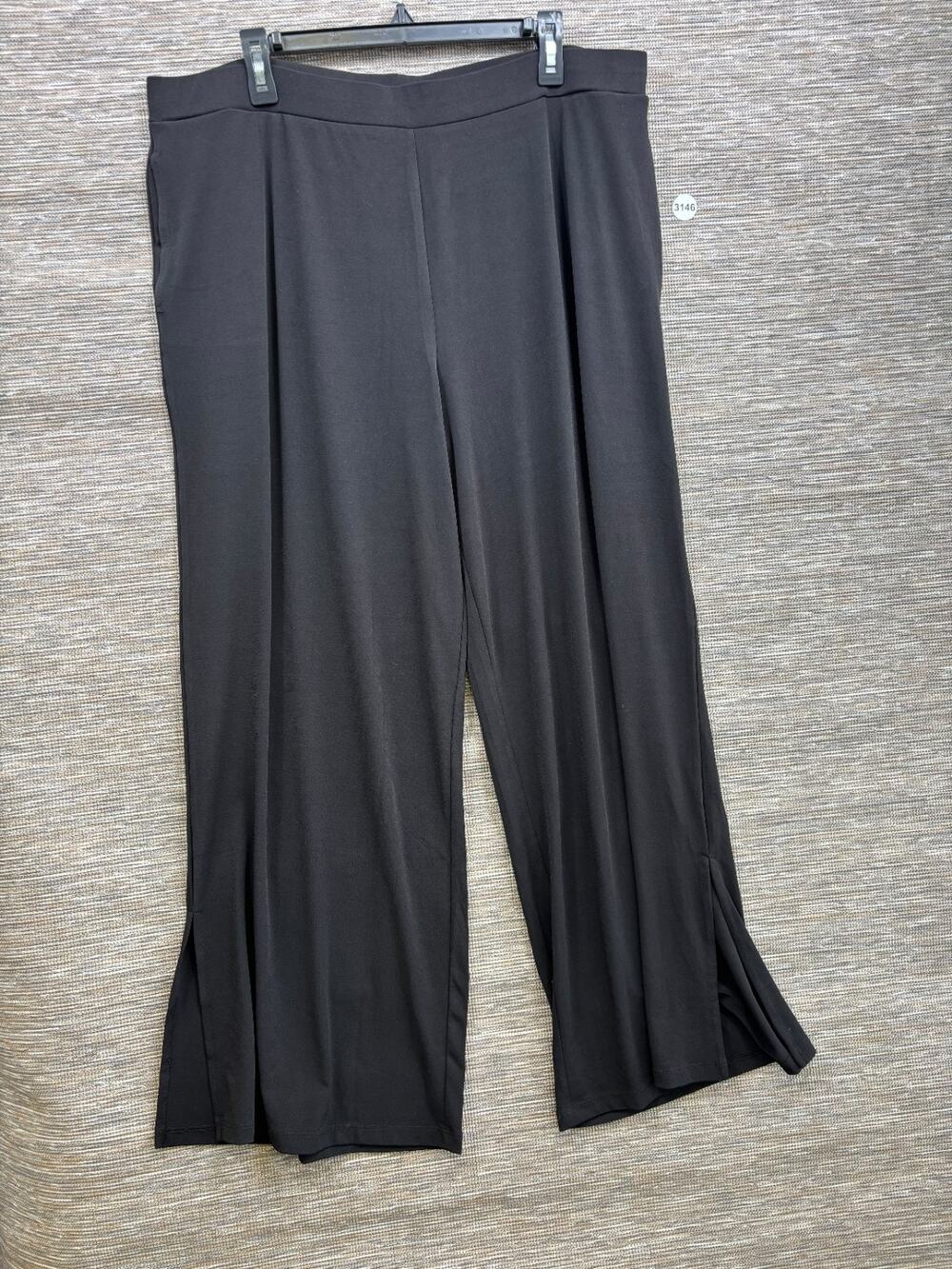 Susan Graver Every Day Liquid Knit Wide Leg Ankle Pants Womens Size 1X Black NEW
